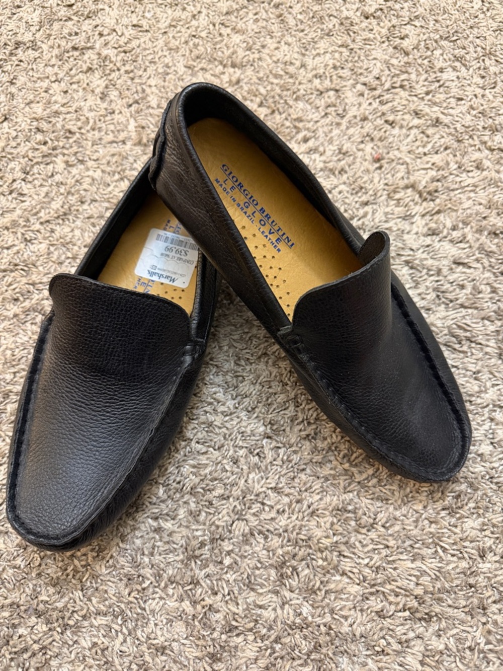 Giorgio Brutini Black Leather Slip-On Loafers